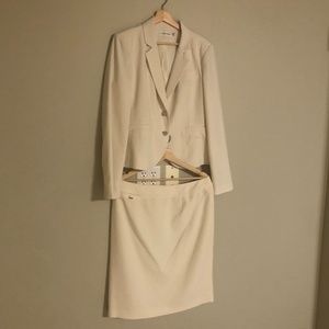 Calvin Klein Cream White Skirt Suit